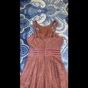 Peach Lace Mini Dress